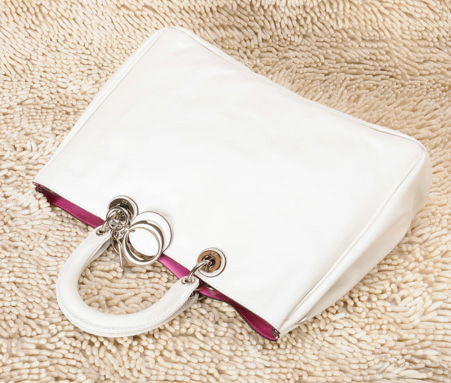 Christian Dior diorissimo nappa leather bag 0901 white with silver hardware